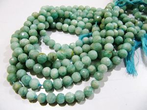 Cuentas de Amazonita Natural Redondas Facetadas de 7-8 mm, Hilo de Piedras Preciosas de 10 Pulgadas de Largo - Product Image 6