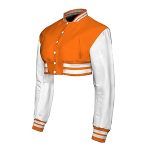 Veste en cuir recadrée boutonnée personnalisée pour femmes Streetwear à motif floral d'hiver avec manches longues imperméable et teint en plaine - Product Image 1