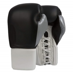 Gants de boxe professionnels noir blanc vert en cuir PU respirant avec fermeture Velcro pour entraînement adulte - Product Image 4