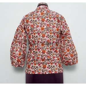 Blusa de Estilo Dulce con Estampado Floral 100% Algodón, Manga 3/4, Cuello Redondo para Mujer, Tejido de Punto Transpirable y Ecológico, Ropa Casual de Verano - Product Image 6