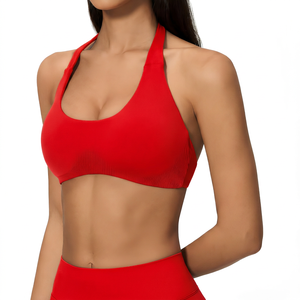 Soutien-gorge de sport pour femme bleu marine à col halter, idéal pour le yoga, le fitness et l'entraînement – Vêtement de sport actif - Product Image 2