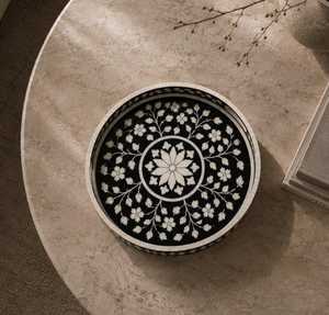 Plateau de service au sol de luxe moderne en os incrusté, personnalisable, de haute qualité, de forme unique, pour le service du café en gros - Product Image 5