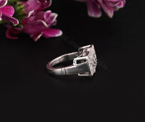 Vintage Diamond Cluster <b>Ring</b> 0.50 Ct Natural Diamonds Art Deco Style Sterling Silver <b>Ring</b> - Product Image 4