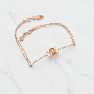 สร้อยข้อมือแซฟไฟร์สีส้ม แซฟไฟร์สีส้มธรรมชาติแท้ เครื่องประดับประจำเดือนเกิด ของขวัญสำหรับคนรัก - Product Image 4