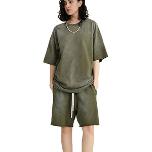 Conjunto de Verano para Hombre, Estilo Casual, Lavado Ácido, Talla Grande, Vintage, Dos Piezas, Pantalones Cortos y Camiseta Transpirable, Unisex - Product Image 6