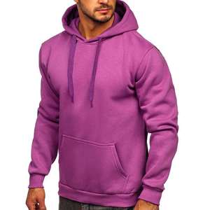 Mens Minimalist <b>Hoodie</b> <b>Plain</b> Cotton Blend Pullover Sweatshirt Clean Design Casual Everyday Hooded Top with Kangaroo Pocket - Product Image 1