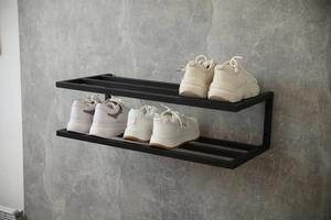 Floating Shoe <b>Rack</b> Dual Layer Wall Mounted Organizer Space Saving Design Strong Load Bearing Frame Sleek Modern Entryway Storage - Product Image 2