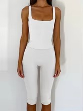 Ensemble de yoga et fitness uni pour femme, en tissu doux et respirant, vêtements de sport pour l'entraînement et l'exercice, tenue athlétique quotidienne avec taille élastique - Product Image 4