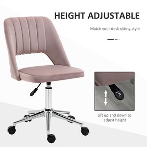Sedia da Ufficio Girevole in Velluto con Schienale Medio e Design a Conchiglia per Studio e Camera da Letto - Disponibile in Rosa - Product Image 4