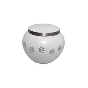 White Finish Odyssey Cremation <b>Urn</b> With Paw Print Design Bend Customizable Metal Lid For Animal Ashes Keepsake Pet <b>Urns</b> Funeral - Product Image 3