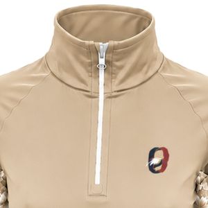 Manufacturer <b>Khaki</b> <b>Women</b> Quarter Zip Sports Pullover <b>Top</b> Floral Sleeve Insert Long Sleeve Equestrian Riding Fitness Wear - Product Image 5