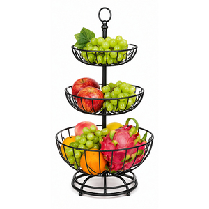 Panier à fruits à 2 niveaux en gros avec support pour bananes, corbeille à fruits en fil métallique, support de rangement de comptoir, organisateur de cuisine détachable - Product Image 4