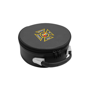 Limited Masonic Knights Templar Crown Cap Case Black Cross Emblem Freemason <b>Hat</b> Carrying <b>Box</b> Black Imitation Leather Zip Closure - Product Image 1