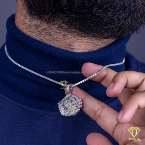 Fully Flooded Baseball Pendant In Sterling <b>Silver</b> With Hand Set VVS Moissanite Diamond Jewelry - Product Image 3