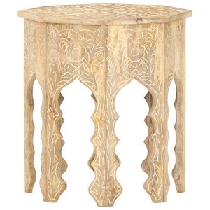 Mesa Auxiliar de Madera de Mango Sólida, Blanqueada, Tamaño Mediano, para Muebles de Sala de Estar - Product Image 3