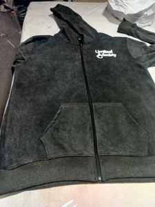 Sweat à capuche zippé en molleton brodé délavé à l'acide, 100 % coton respirant et écologique, pour homme, style urbain hiver - Product Image 2