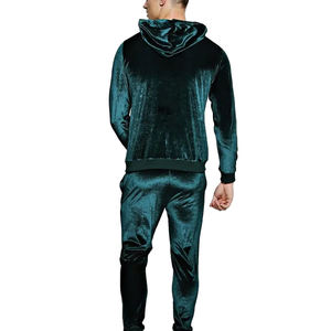 Vêtements de sport en velours moderne pour hommes, veste à col zippé, pantalon de jogging slim, tenue de sport d'hiver - Product Image 2