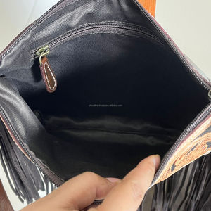 Fashion Women Hand Tooled Leather Fringe <b>Handbag</b> Perfect for Everyday Use Genuine Cowhide Checkered Leather Single Shoulder Bags - Product Image 6