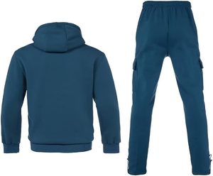 Men's Solid Blue Hooded Tracksuit Full Sleeve Zipper Closure Casual Wear Regular Fit Side <b>Pockets</b> Autumn Wear - Product Image 2