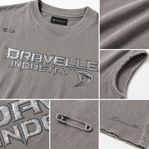 Custom Men’s <b>Y2K</b> Sleeveless Muscle Tee Oversized Boxy Streetwear Tank <b>Top</b> Dove Gray Cotton Polyester with Holographic Silver - Product Image 6