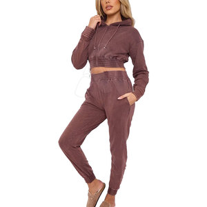 Conjunto de Sudadera y Pantalones Jogger de Invierno para Mujer, con Capucha, Lavado Ácido, Color Sólido, Transpirable, con Logotipo Personalizado, Venta al por Mayor - Product Image 6