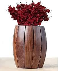Jarrón de Flores Rústico de Madera, Maceta en Forma de Barril para Decoración del Hogar, Jarrón Decorativo de Madera para Sala de Estar, Ventana o Mesa - Product Image 2