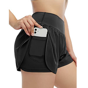 Shorts Deportivos 2 en 1 para Mujer con Bolsillos, Shorts de Yoga y Gimnasio con Forro, Shorts Casuales de Running con Diseño de Mariposa - Product Image 1