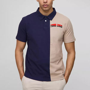 T-shirt d'été décontracté à manches courtes 100 % coton, bicolore, respirant, écologique, séchage rapide, avec logo personnalisé de haute qualité et impression à 2 boutons - Product Image 1