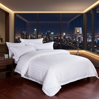 Ensemble de literie d'hôtel de luxe de qualité supérieure 100% coton à rayures de 3 cm, blanc, pour hôtels 5 étoiles, vente en gros de la marque Guangzhou JF