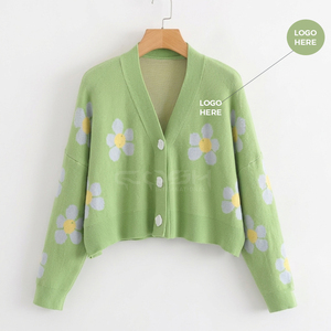 Cosh International Sisterhood Sorority - Cárdigan de Punto con Cuello en V, Estilo Coreano, Casual y Elegante para Otoño e Invierno, con Estampado Floral - Product Image 5