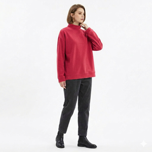 Sweat-shirts à col montant en polaire personnalisés avec logo, manches longues, pour femmes - Sweat-shirts décontractés en polyester/coton pour l'hiver - Product Image 2