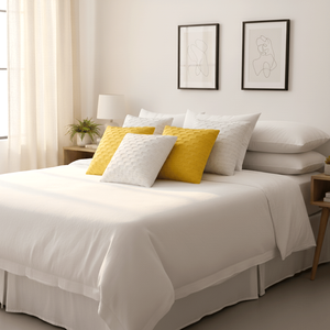 SOGA Ensemble de 6 housses de coussin décoratives à bords festonnés de 45 cm, blanc pur et jaune soleil, modèle D0100X3ZVUP - Product Image 5