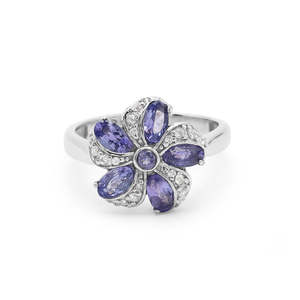 Anillo Floral de Plata de Ley S925 con Zafiro Ovalado y Diamantes Engastados, Anillo de Piedras Preciosas para Mujer, Estilo Romántico, Joyería de Compromiso - Product Image 3