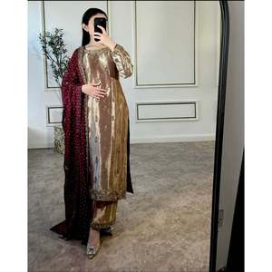 Designer Women's Party Wear Top-Plazzo and Dupatta <b>Set</b> with <b>Embroidery</b> Work - Product Image 3