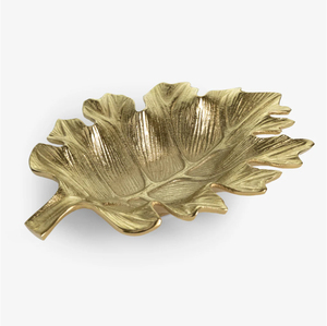 Plat décoratif en aluminium fantaisie en forme de feuille avec finition dorée de haute qualité, design moderne, excellente qualité, bol à servir les noix - Product Image 1