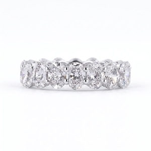 14K Solid Gold 1.75 TCW Oval Lab Grown Diamond CVD Diamond Wedding Eternity Band Seven Stone Band for Her <b>Matching</b> Wedding Band - Product Image 1