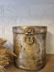Modern Brass Bread Bin with Buckle Lid <b>Stackable</b> & Moisture-Proof Portable Food <b>Storage</b> <b>Container</b> for Wedding Kitchen Use - Product Image 1