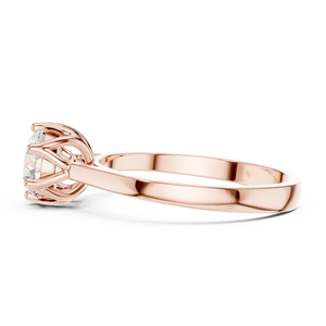 Anillo de Compromiso Solitario de Moissanita con Corte Redondo en Oro Rosa, Anillo de Promesa de Boda Clásico de Seis Puntas para Mujer, Joyería Personalizada - Product Image 5