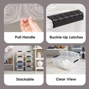Set di 6 Contenitori in Plastica Senza BPA da 13 Qt con Coperchio Trasparente e Chiusure, Soluzione Organizzativa Resistente, Impilabile e Annidabile - Product Image 3