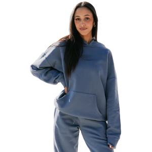 PRO ENTERPRISES Sweat à capuche oversize doublé anti-rides délavé à l'acide pour femme, tissu 100 % coton tissé 360g, streetwear décontracté d'hiver - Product Image 1