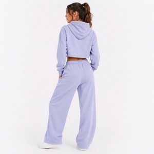 Women's Soft Regular Fit Matching Outfit Full Sleeve Hooded Sweatshirt Casual Pants Solid Pattern Breathable Summer Everyday - Product Image 2