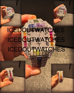 Montre automatique carrée pour homme de 40 mm avec moissanite et diamants colorés, en acier inoxydable, étanche 10 bars, avec fermoir de bracelet - Product Image 2