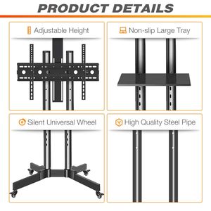 Supporto TV Mobile con Ruote per Schermi LCD LED Piatti e Curvi da 32-65 Pollici, Capacità 132 Libbre, Carrello TV Regolabile in Altezza 600x400 - Product Image 4