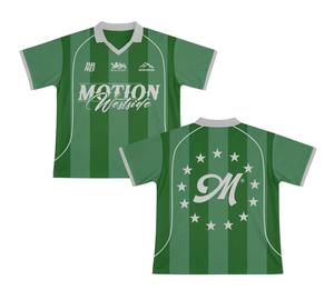 Maillot de football rayé vert pour homme, col en V, manches courtes, polyester respirant, vêtements de sport, maillot unisexe personnalisé - Product Image 3
