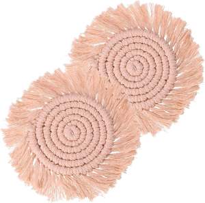 Posavasos de Macramé Estilo Bohemio, Tapetes Gruesos de Algodón, Aislantes del Calor, Ecológicos para Bebidas Frías/Calientes, Protectores de Mesa - Product Image 2