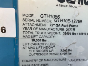 2018 GTH-1056 Used Telehandler Heavy Lifting Equipment Wholesale for Sale - Product Image 6