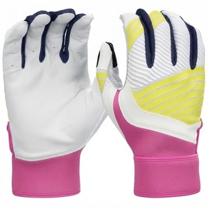Pink Blue Gradient Batting Gloves Ambidextrous <b>Hook</b> And Loop Closure Unisex Adult Training Flexible Knit Fabric - Product Image 2