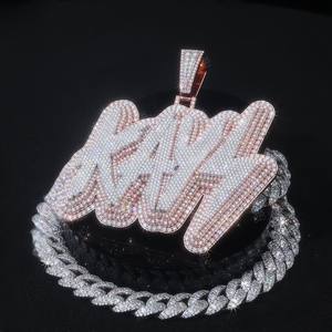 Collar con Colgante de Letra de Moissanita de Alta Calidad, Plata 925, con Incrustaciones de Moissanita, Collar con Nombre Personalizado para Hombre, Joyería Hip Hop, Regalo - Product Image 1