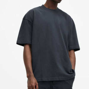 T-shirt surdimensionné gris foncé pour homme, mélange de coton, col rond, style streetwear décontracté - Product Image 1