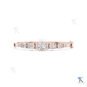 Lab Grown Diamond Graduated Stone <b>Bangle</b> 14K <b>Solid</b> <b>Gold</b> Fine Unisex Luxury Jewelry Party Gift Manufacturer Wholesale Supplier - Product Image 3